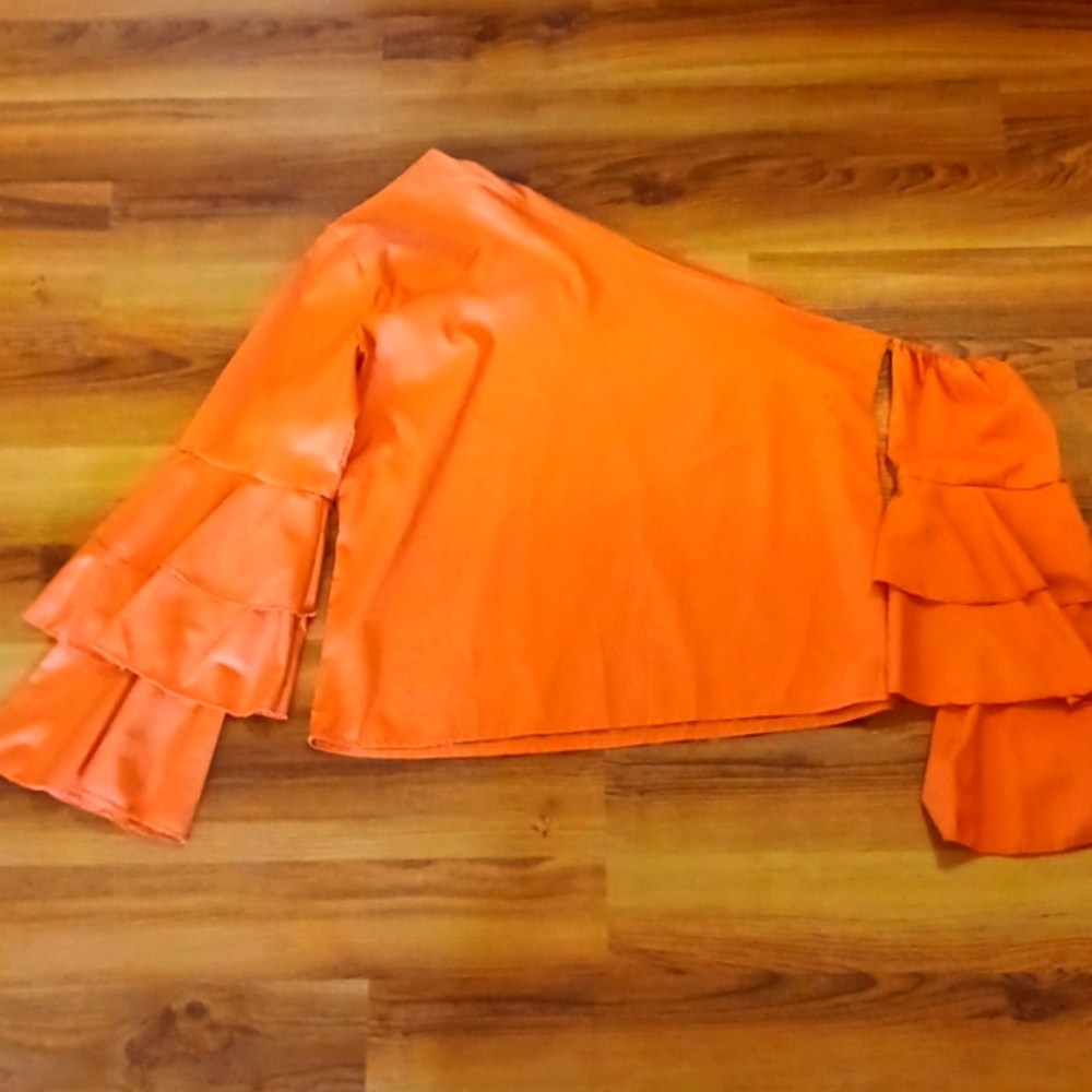 Orange Cold Shoulder Shirt